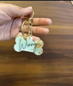 Bone / dog / cat /pet  Name Keychain preserved fur - Image 3